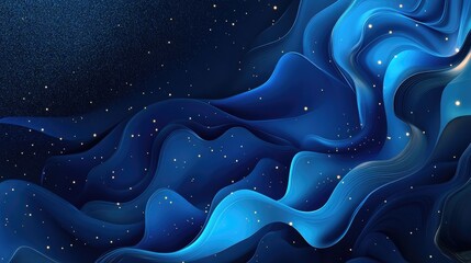 Poster - Elegant abstract blue background featuring glitter and flowing wave patterns