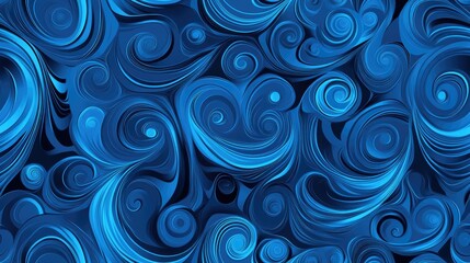 Poster - Blue swirling background abstract seamless design