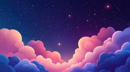 Wall Mural - cosmic abstract and future science concept illustrated in a 3d cartoon rendering featuring a night s