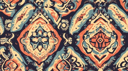 Poster - Abstract seamless tribal pattern featuring decorative folk elements