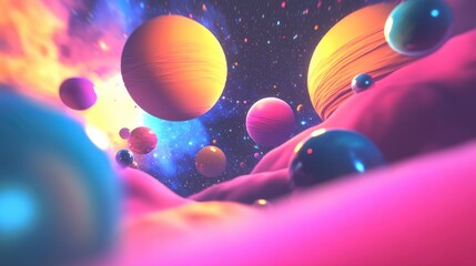 Poster - Abstract backdrop in a 3D cartoon rendering of space