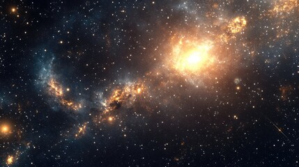 Wall Mural - a view of a galaxy and stars from space in 3d cartoon rendering featuring a universe abundant with s