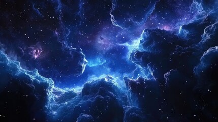 Wall Mural - creative abstract starry blue galaxy space background featuring 3d cartoon rendering of a nebula in 