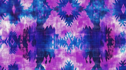 Poster - vibrant violet ethnic blue tie dye texture seamless background featuring neon ottoman patterns triba