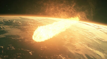 Poster - A glowing meteor enters the atmosphere in a 3D cartoon rendering