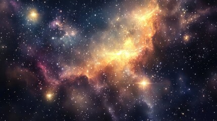 Wall Mural - 3d cartoon depiction of a cosmic nebula surrounded by stars and galaxies showcasing gas and dust clo