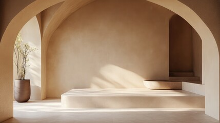 Poster - interior architecture featuring an arched podium in a 3d render