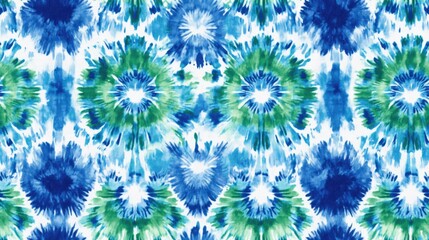 Poster - Ethnic Pattern Abstract Shibori Print Seamless Texture in Blue Green White and Indigo Repeated Tie Dye Ornament Ikat Inspired Print Handcrafted Ethnic Design