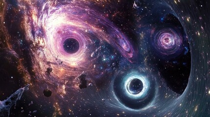 Poster - Cartoon art of a 3D rendering of the cosmos