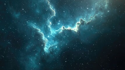 Poster - cluster of stars in a 3d cartoon rendering starfield and nebula