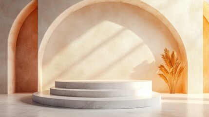 Poster - 3d rendering of an empty room with creative design and podium for presentation background