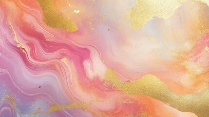Poster - Abstract Holographic Iridescent Neon Gold Texture Paper Marbling Watercolor Foil Distortion Wavy Background Luxury Foil Marble Surface
