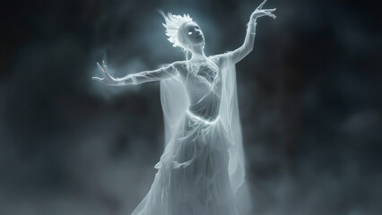 The white spirit is dancing. Awesome format image