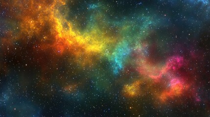 Wall Mural - colorful nebula surrounding a constellation in a 3d cartoon rendering of a star field in space with 