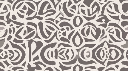Poster - Grey Ornamental Seamless Line Design Infinite Texture Geometric Oriental Motif