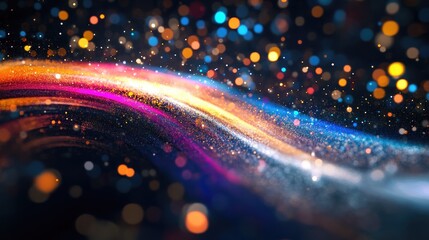 Poster - Long exposure photograph with grain of a 3D cartoon rendering of a galaxy