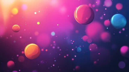 Poster - Abstract background featuring colorful circles with chaotic particles in open space Dynamic 2D cartoon illustration
