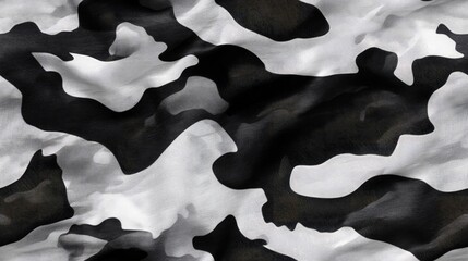 Poster - Black and white camouflage fabric texture background