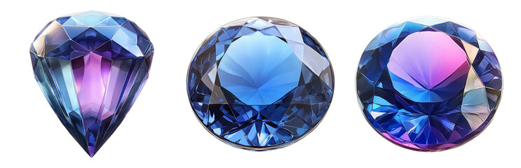 Wall Mural - png brilliant blue gemstones with sparkle and shine isolated on transparent background