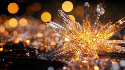 Poster - Bokeh style decoration crystal with 3D rendering