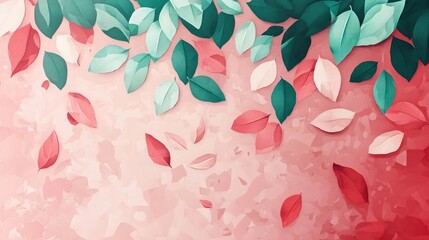 Poster - Low relief images of leaves on a textured surface