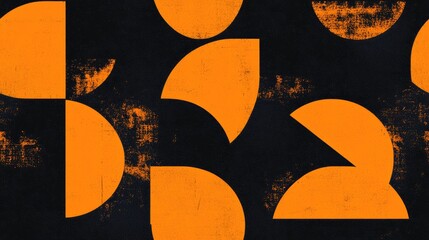 Poster - Bright seamless geometric pattern in orange and black