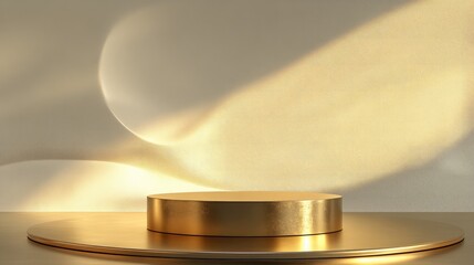 Poster - gold luxury podium with a 3d background featuring geometric circular shapes an empty display pedesta