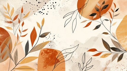 Wall Mural - Abstract Minimalist Autumn Leaves