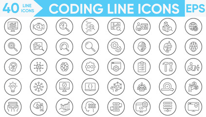 Coding Line Icons Vector And Illustration Set.
