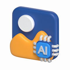 Leinwandbilder - Image Generator 3D Icon Artificial Intelligence  Model with Transparent Background