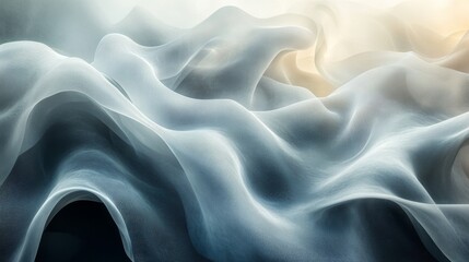 Fototapete - Translucent fabric flows effortlessly, capturing light and creating a serene, wave-like effect. The textures and shapes evoke a sense of calm and beauty in this gentle arrangement.