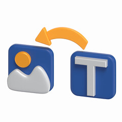 Leinwandbilder - Image To Text Converter 3D Icon Artificial Intelligence  Model with Transparent Background