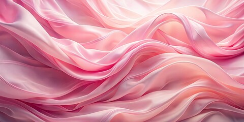Wall Mural - A symphony of soft pink fabric folds and curves, forming a graceful and ethereal landscape.