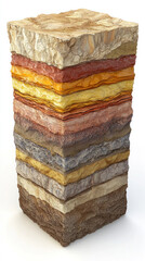 Poster - A stack of rocks with different colors and textures. Concept of depth and complexity, as the layers of rock are stacked on top of each other