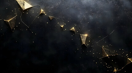 Sticker - Gold Geometric Shapes on Black Background - Abstract Design