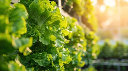 Canvas Print - Fresh Green Lettuce Growing in a Greenhouse