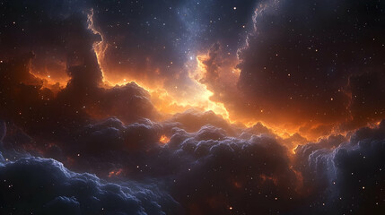 Wall Mural - A stunning cosmic scene featuring vibrant clouds and stars.