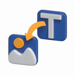 Leinwandbilder - Text To Image Converter 3D Icon Artificial Intelligence  Model with Transparent Background