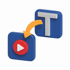 Leinwandbilder - Text To Video Converter 3D Icon Artificial Intelligence  Model with Transparent Background