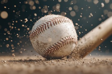 High-Speed Shot of Baseball Bat and Ball Impact