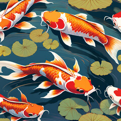 Vibrant koi fish gliding gracefully through a calm pond.