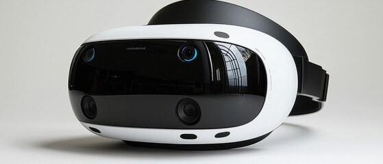 Poster - White and Black Virtual Reality Headset with Cameras and Sensors