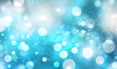 Aufkleber - A dreamy blue background with luminous bokeh circles and light particles, creating a serene and magical atmosphere.