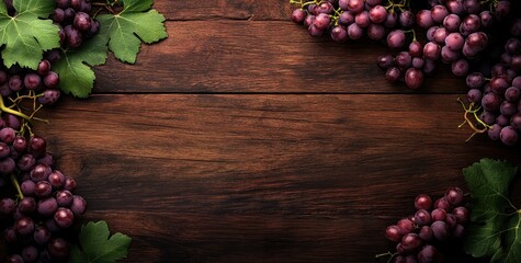 Poster - Grapes arranged on a wooden surface, creating a natural and inviting composition.