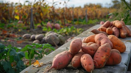 Wall Mural - Freshly Harvested Sweet Potatoes