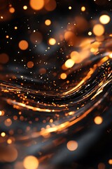 Leinwandbilder - A shimmering, abstract image featuring golden sparkles and flowing light on a dark background, creating a magical, vibrant atmosphere.