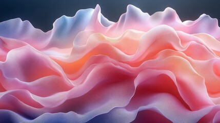 Aufkleber - The artwork features a fluid, colorful composition of soft waves that resemble fabric folds. The gentle light highlights the textures and colors, creating a serene atmosphere.