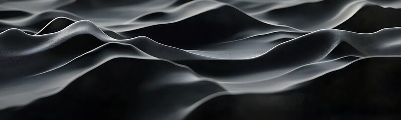 Poster - A mesmerizing visual of smooth, undulating waves in dark tones, creating an ethereal feel and highlighting shapes and shadows.