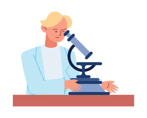 Sticker - scientist man with microscope