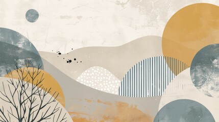 Poster - Abstract Landscape with Geometric Shapes